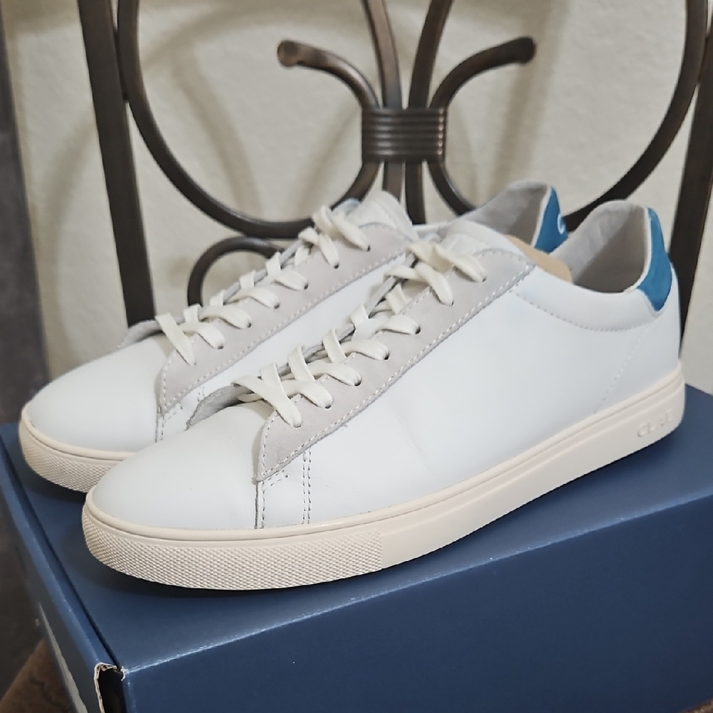 Clae White and Blue Sneakers Minimalist Design
